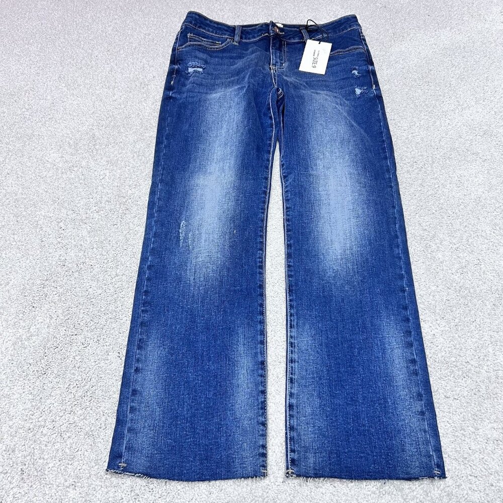 Special A Jeans Women’s Blue Straight Leg Distressed Pockets Size 9 NWT